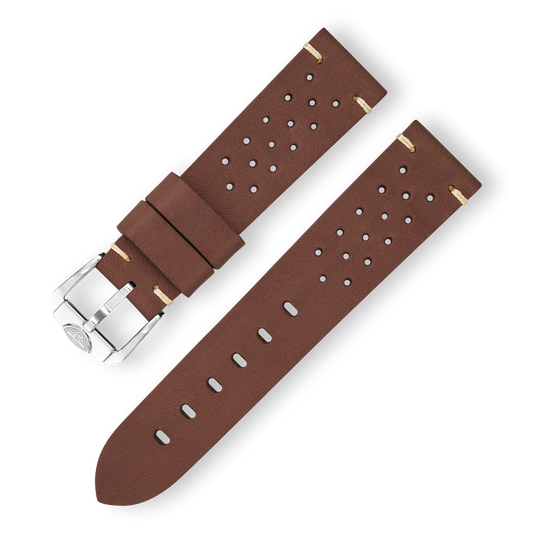 Squale Perforated Dark Brown Leather Strap 22mm - Polished