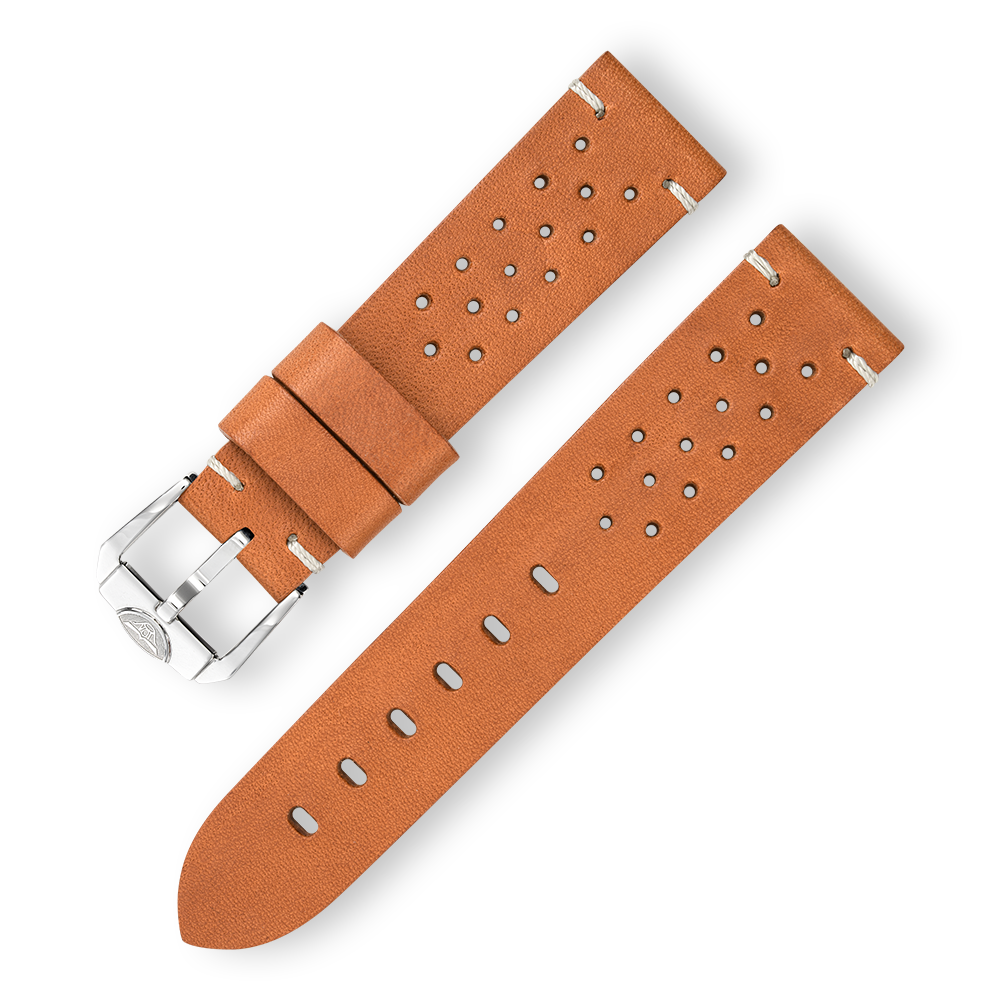 Squale Perforated Vintage Leather Strap 22mm - Polished