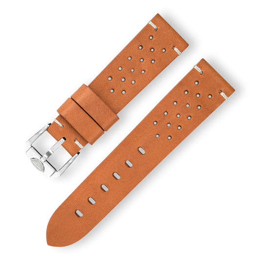 Squale Perforated Vintage Leather Strap 22mm - Polished