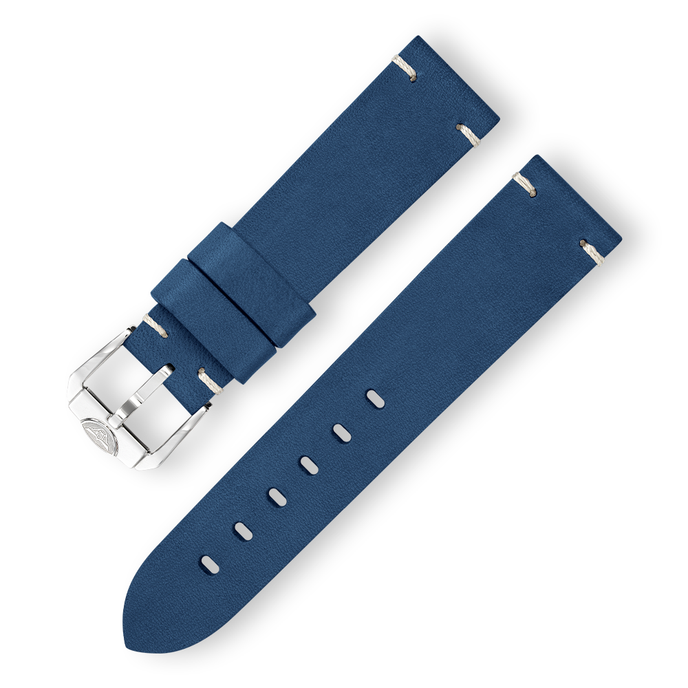 Squale Handmade Navy Blue Leather Strap 20mm - Polished