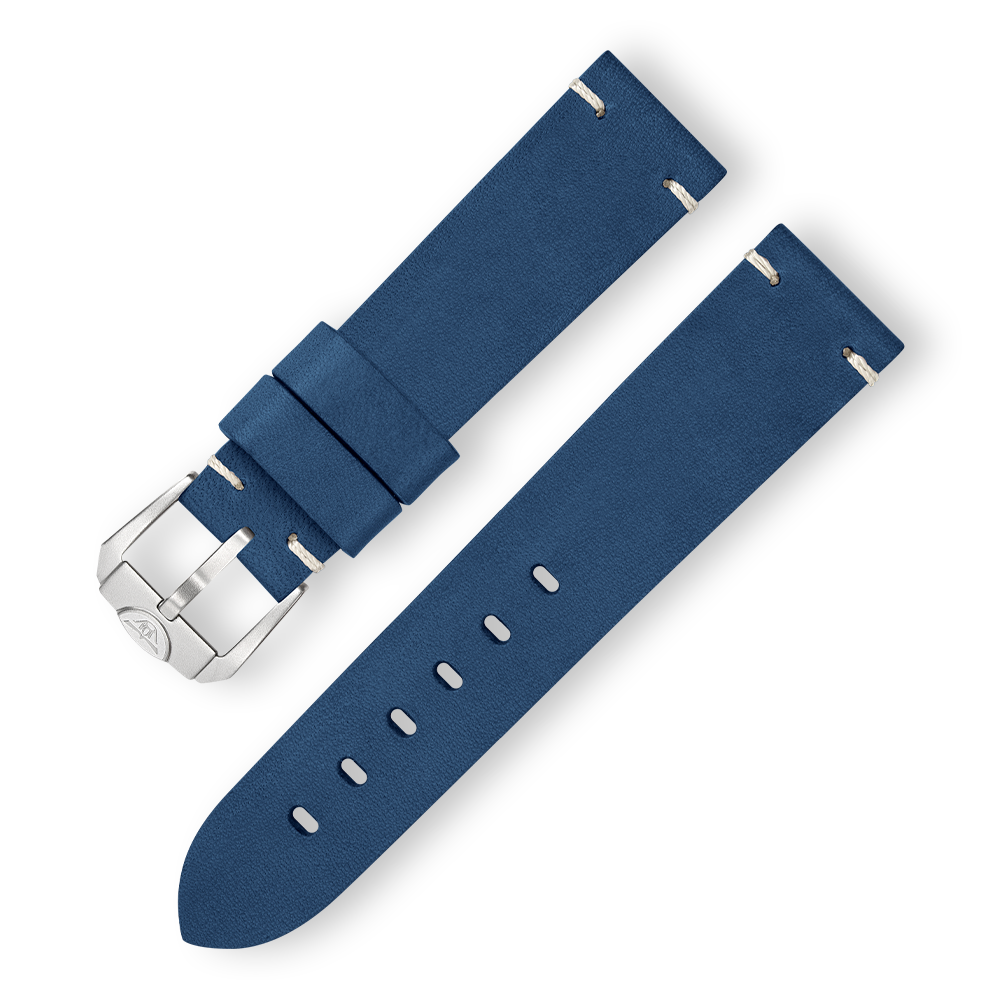 Squale Handmade Navy Blue Leather Strap 20mm - Blasted