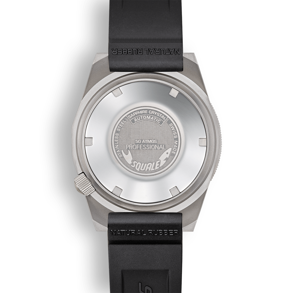 Squale 1521 Classic Blasted - Black von Buren Rubber Strap