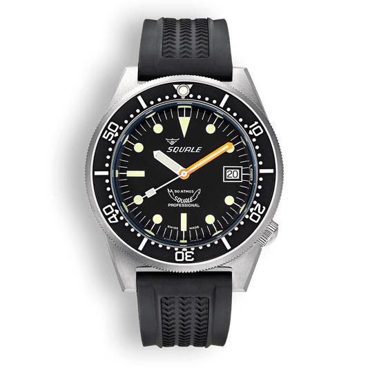 Squale 1521 Classic Blasted - Black von Buren Rubber Strap