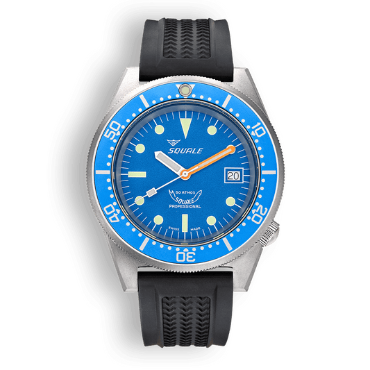 Squale 1521 Classic Blasted - Blue von Buren Rubber Strap